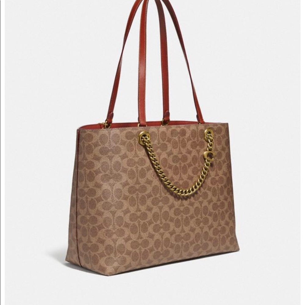 Coach Signature Chain Convertible Tote Signature Canvas